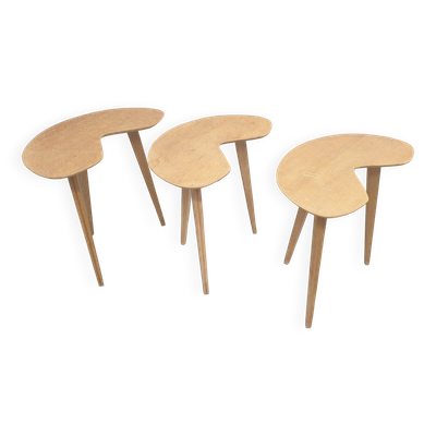 3 Tables basses forme haricot, originales années 1950