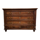 19th century Louis XVI style chest of drawers, white marble, fluted 4 drawers