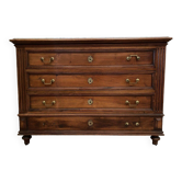 Commode XIXe style Louis XVI marbre blanc cannelures 4 tiroirs