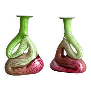 2 vases soliflores en - verre