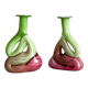 2 blown glass soliflore vases