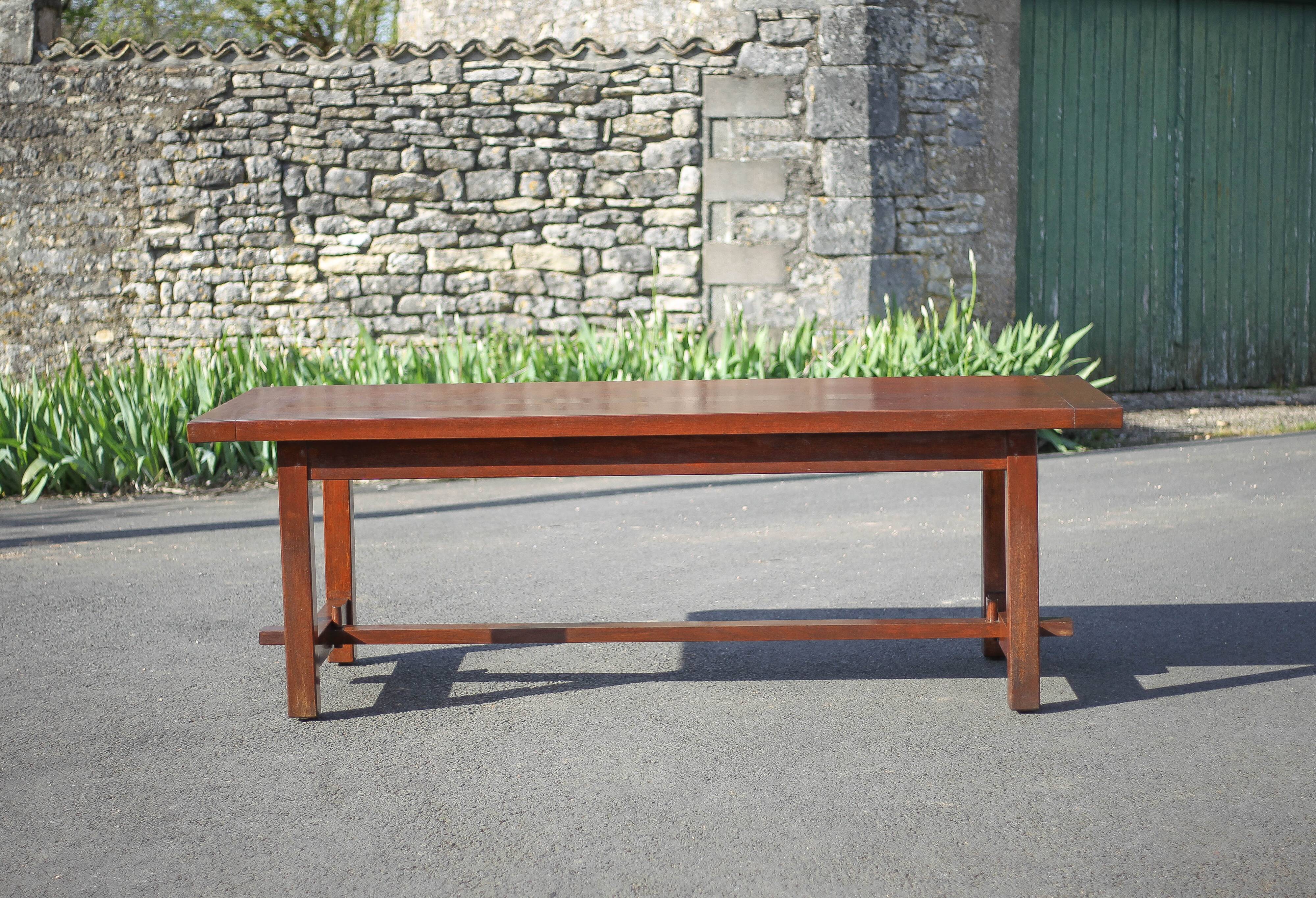 Farmhouse table with extensions and its 2 benches, living room table, solid wood table, kitchen, chalet, ca
