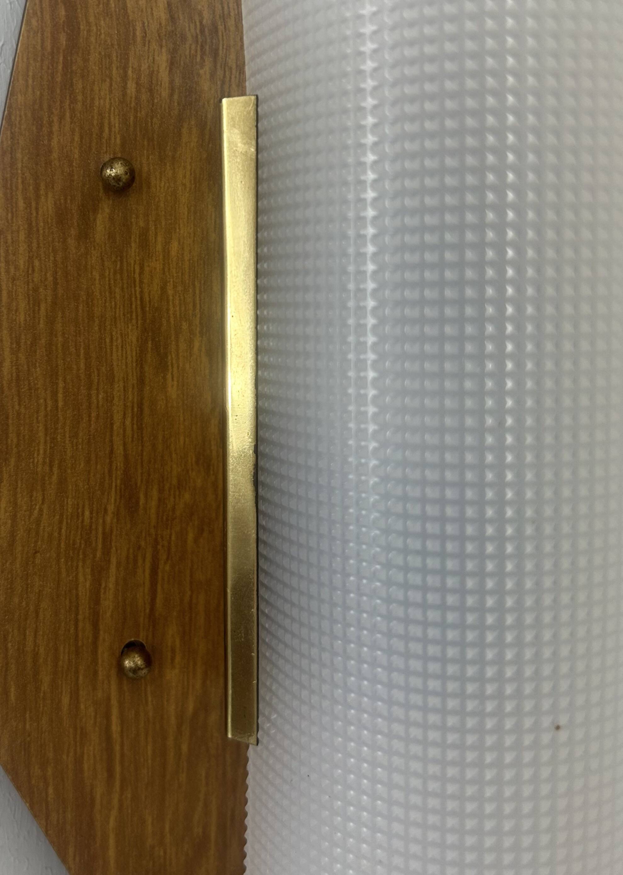 Vintage wall lamp, teak, brass and perspex, France 1960