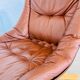 Svend Skippers vintage retro cognac leather swivel chair set 1970s
