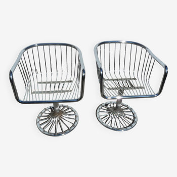 lot 2 chaises  métal chromée style gastone rinaldi
