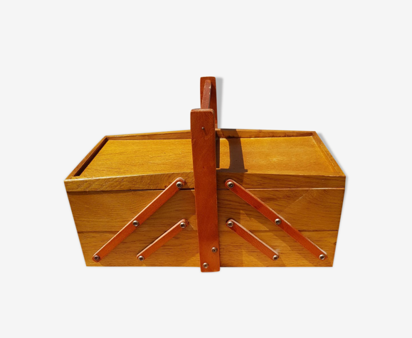 Travailleuse boîte à couture bois clair