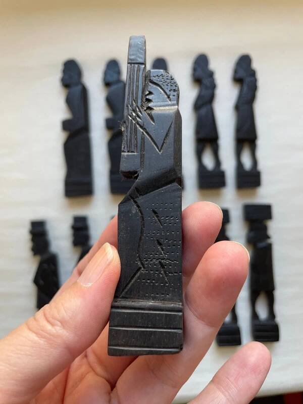 12 Carved Ebony Knife Holders in African Style