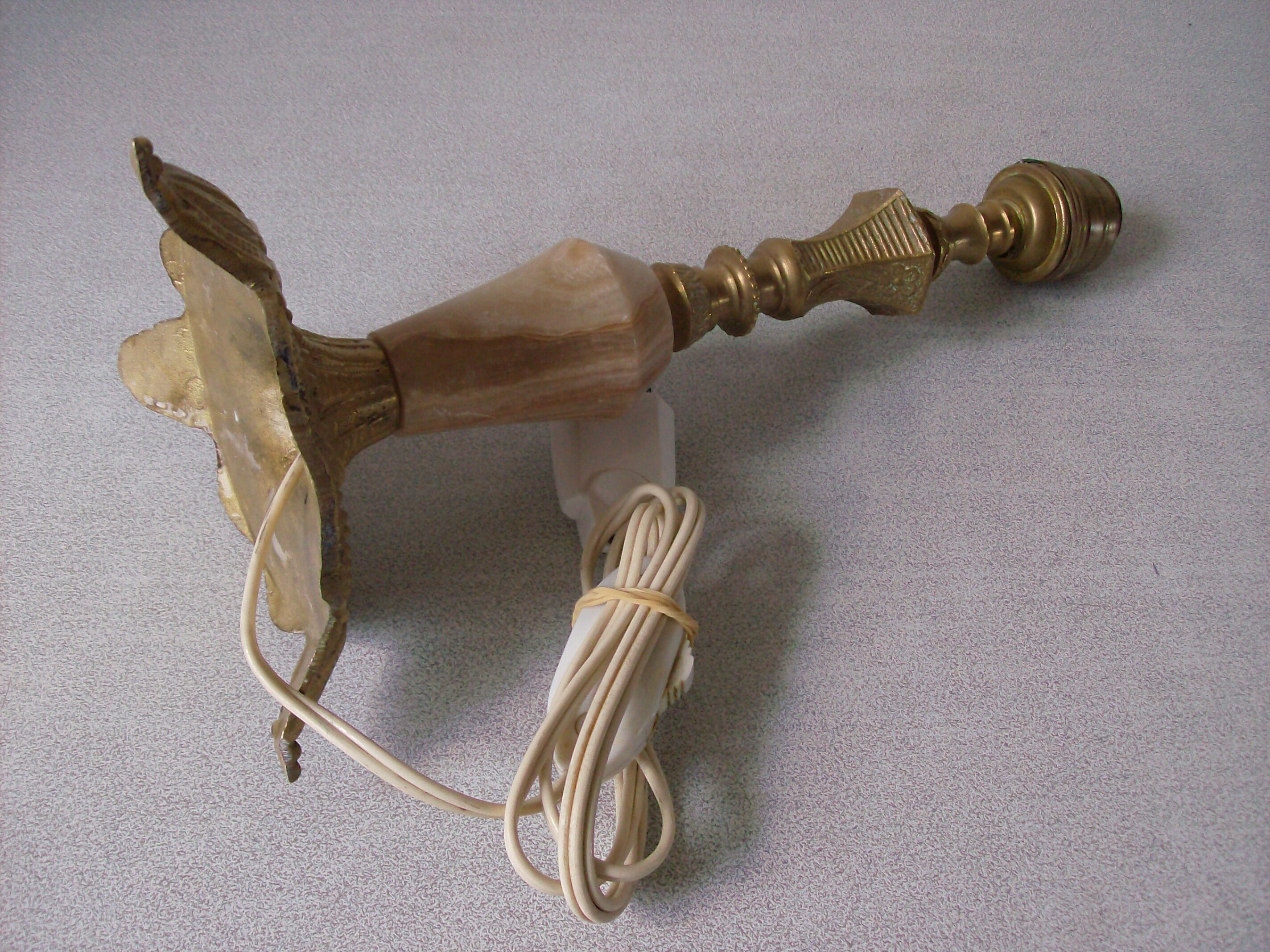 Old lamp foot in stone marble onyx and bronze 25 cm deco desk living room