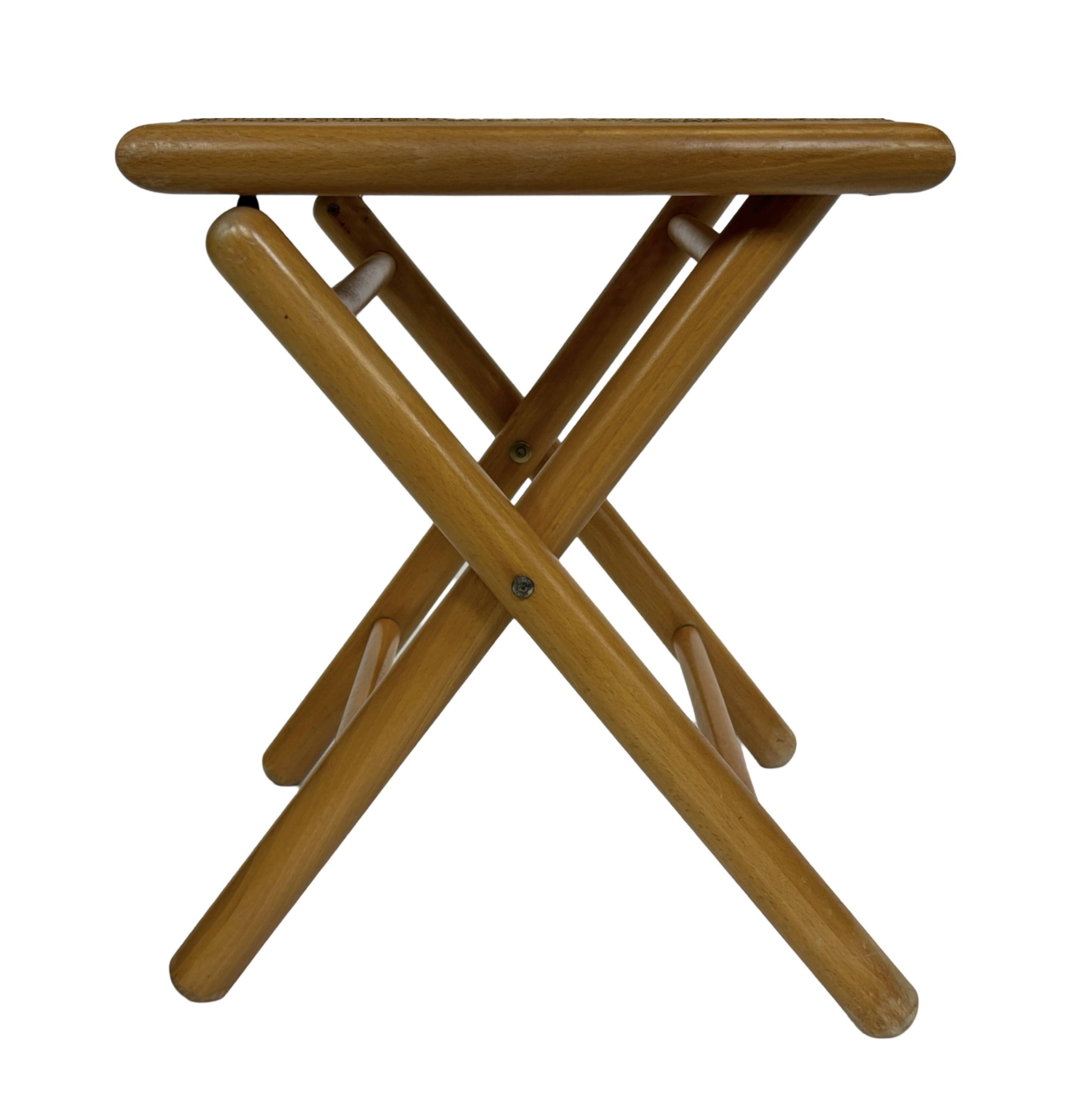 vintage side table stool thonet style webbing