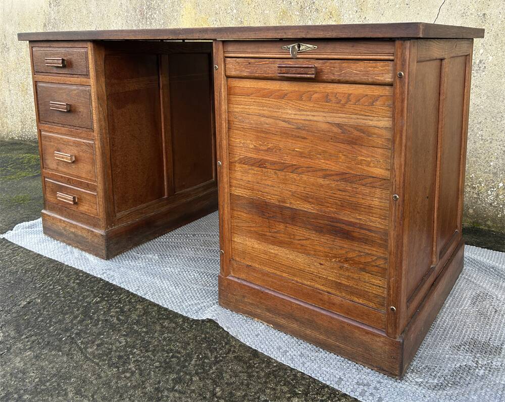 Bureau de notaire, meuble de métier, bois, vintage, début XXème.