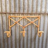 Vintage rattan wicker coat rack
