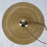 Pencil Reed Rattan Bamboo Hanging Pendant Lamps, Italy, 1970s, Set of 2