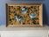 Antique tapestry embroidered with blue birds and flowers - framed tapestry