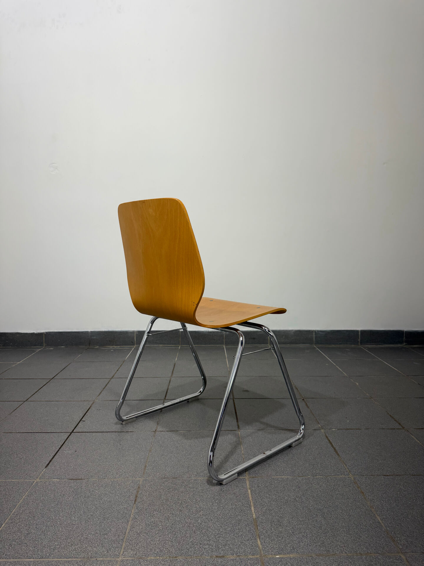 Vintage Casala chair – bent beech – chrome sled base