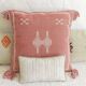 Coussin en lin marocain fait à la main, rose et crème, style mauresque, neuf