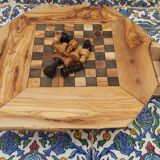 Natural olive wood edge, rustic chessboard with drawers