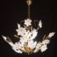 Vintage Murano Glass Chandelier White Flowers, 1970