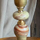 Onyx lamp, fish feet in bronze.
