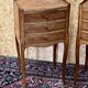 Pair of old Louis XV style bedside tables, in walnut veneer
