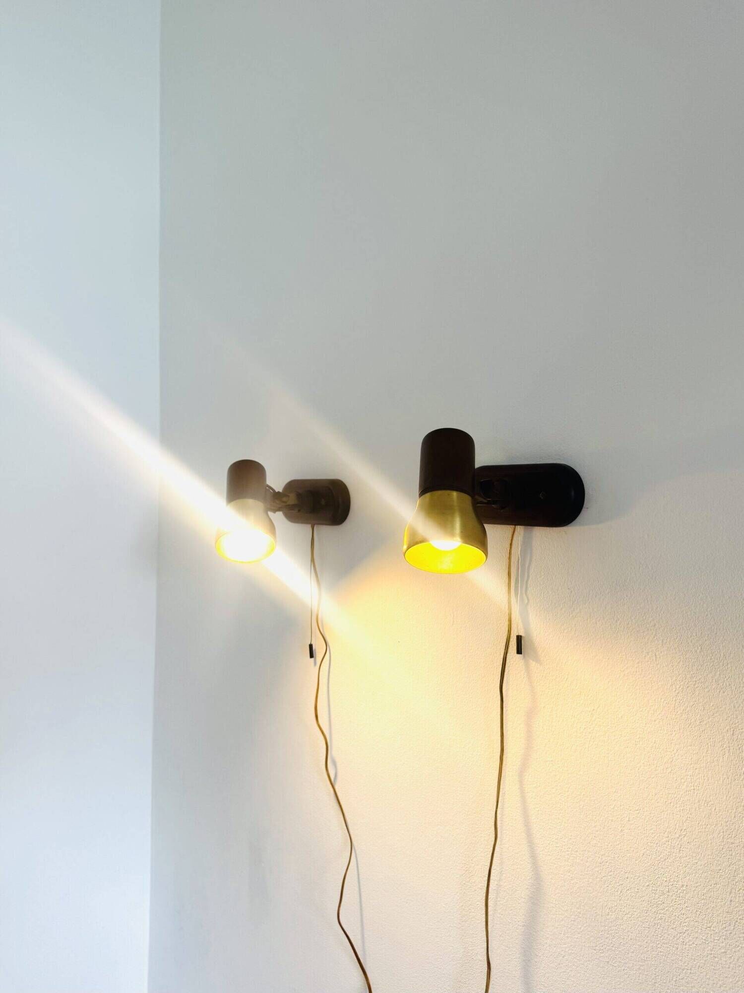 Brass And Amfrosia Wall Lamps By Temde Leuchten, Switzerland 1960S