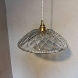 Suspension vintage en verre ciselé