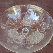 Coupe sur pied en verre, cristal opalescent