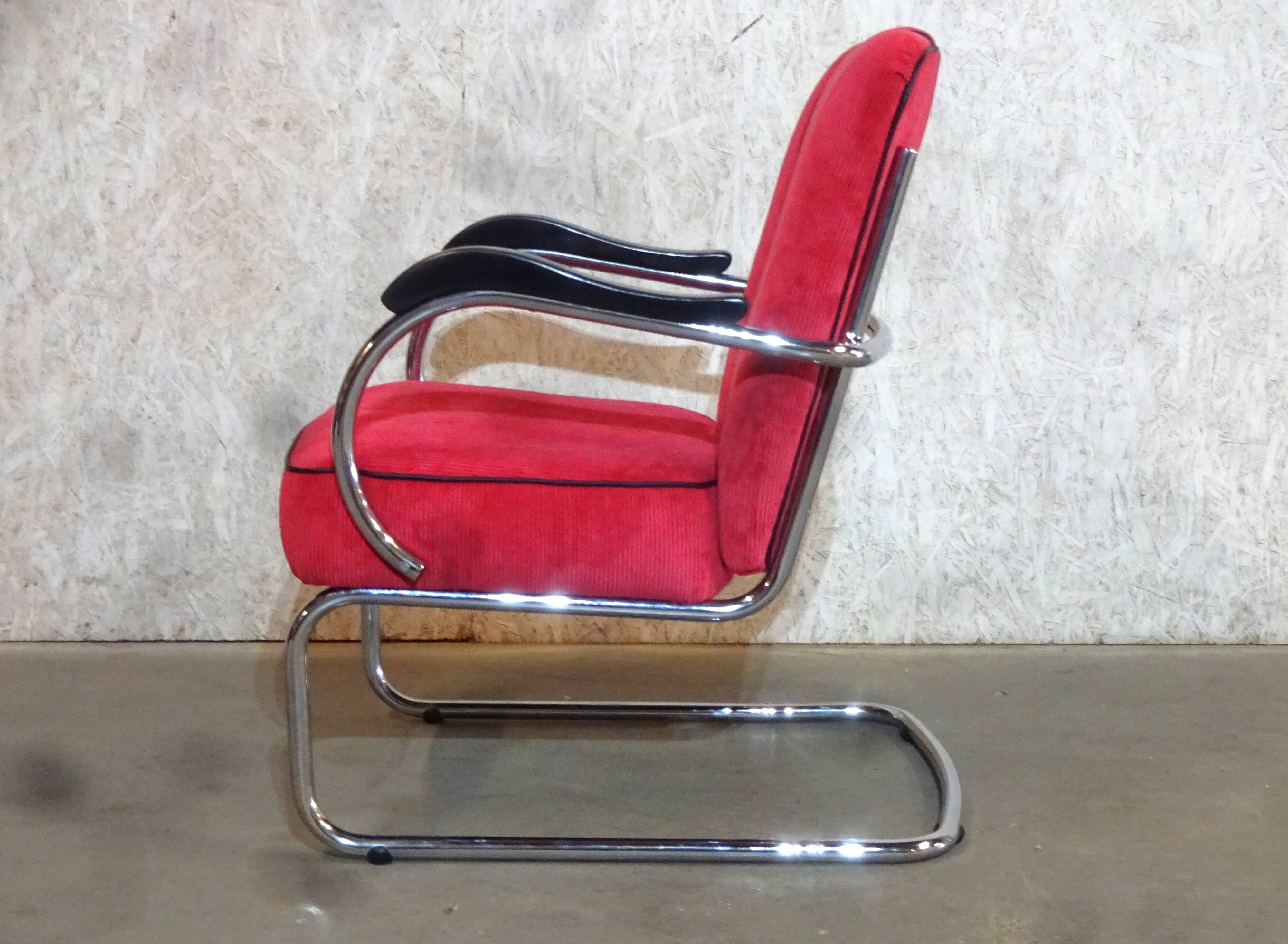 Vintage Bauhaus Style Tubular Easy Chairs from Kovona NP, 1950, Set of 2