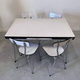 Set of table and 4 chairs in gray-white formica