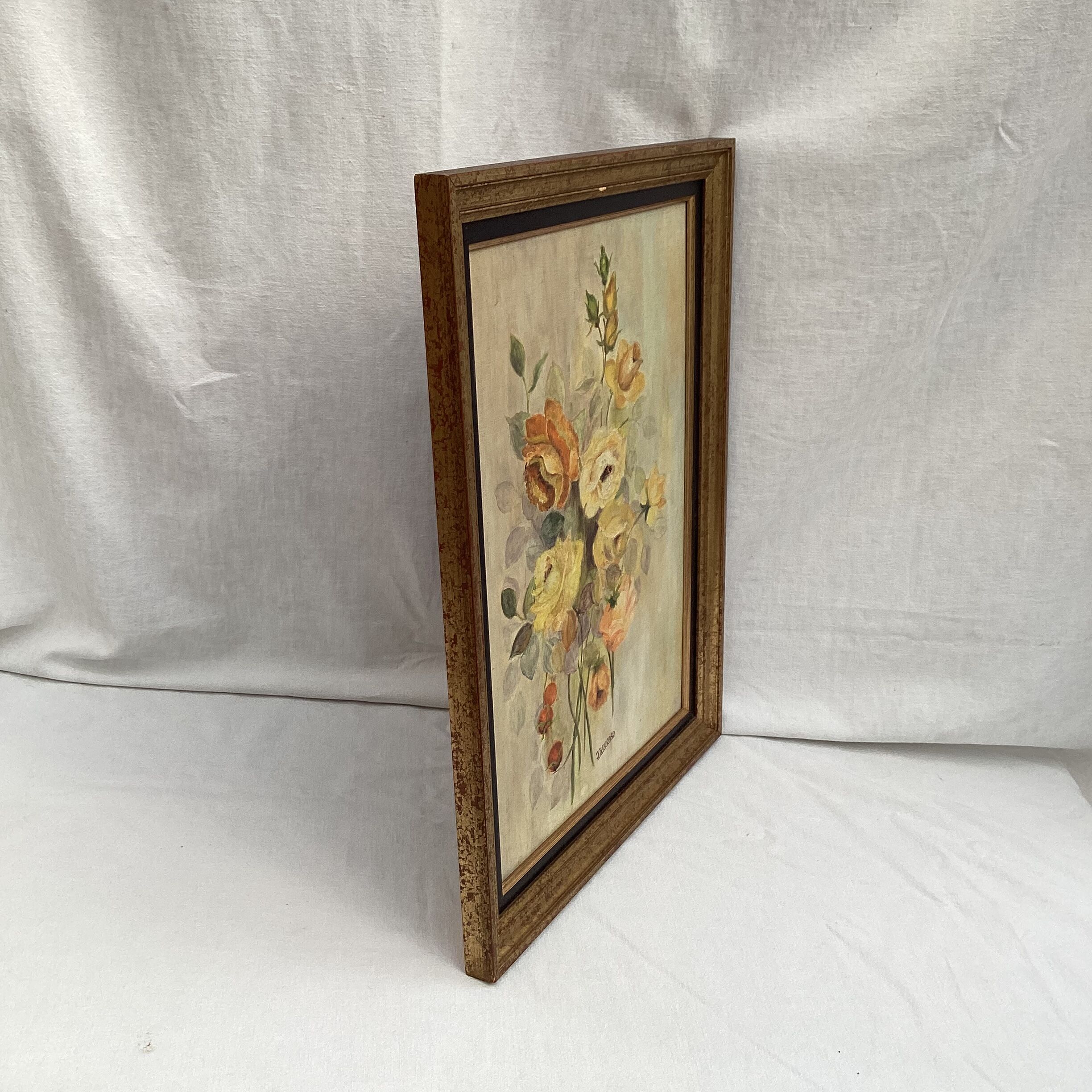 Painting oil on isorel signed "bouquet of roses"