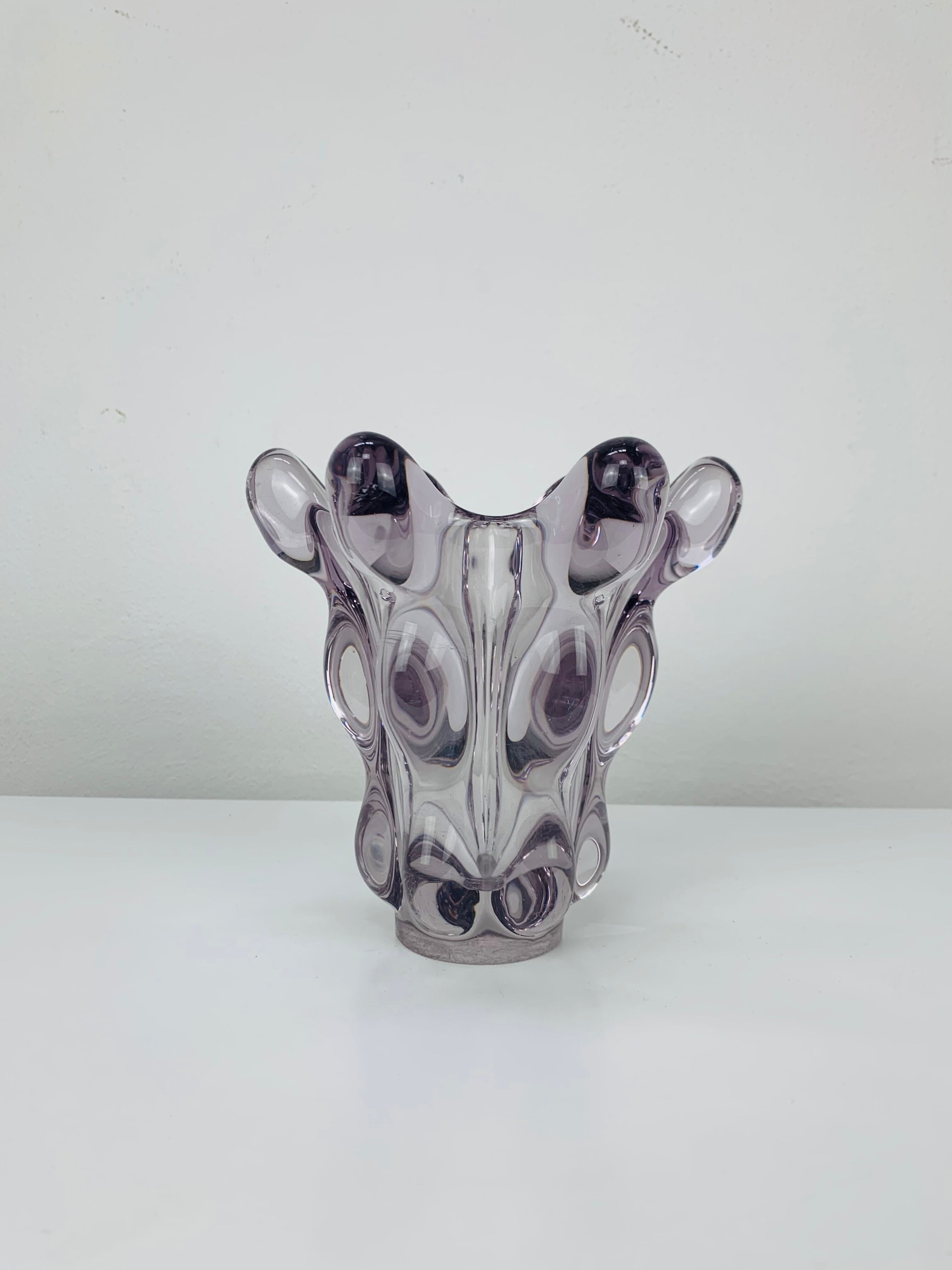 Giraffe vase in Art Vannes crystal, 1950, vintage