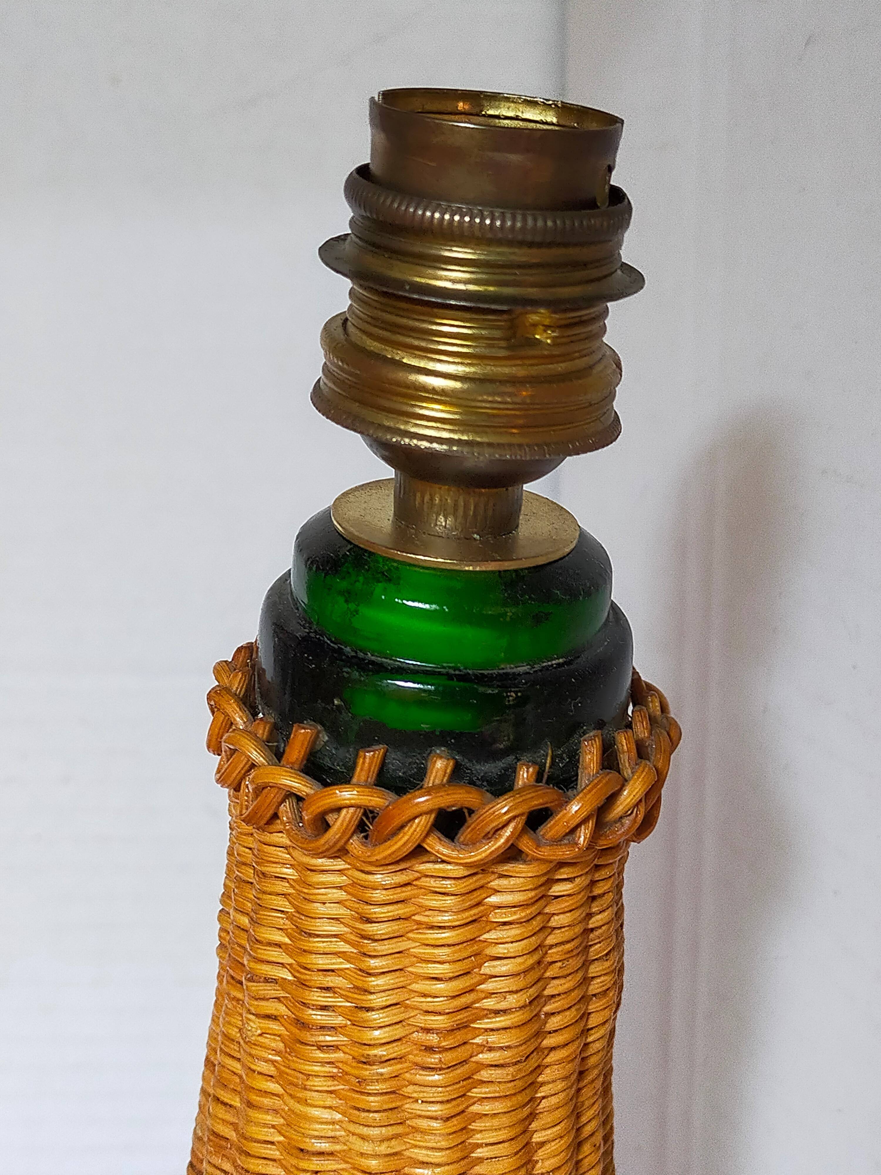 XL bottle lamp foot dressed in rattan 50s