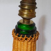 Pied de lampe bouteille XL habillée de rotin années 50