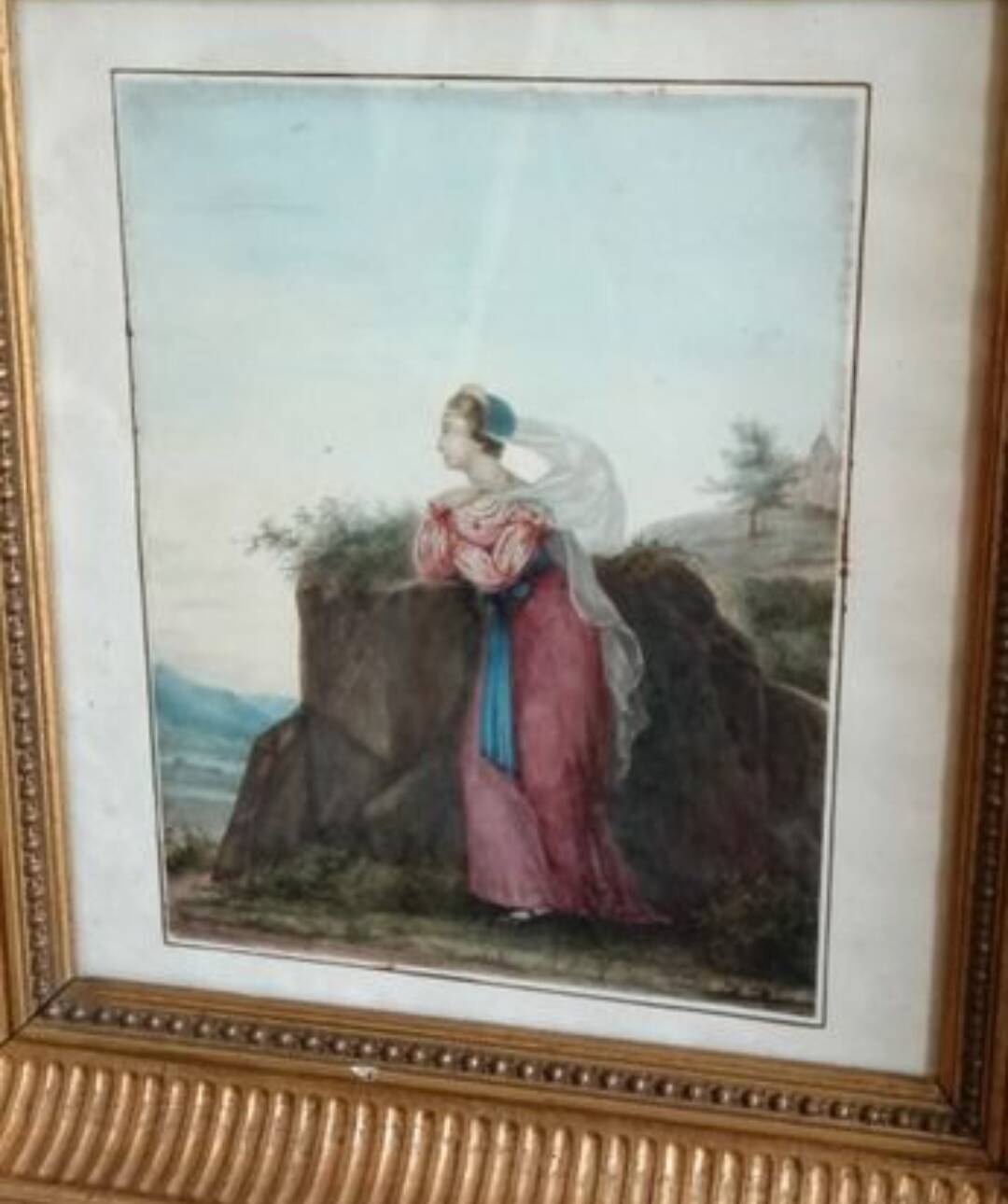 Aquarelle de femme, XIXème