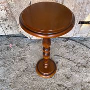 Sellette Guéridon Ancien Bois Tourné + Piétement Pierre Porte Pot Vint