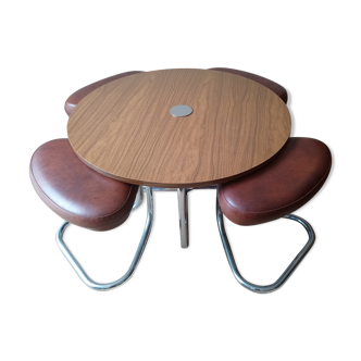 Coffee table and its 4  poufs years 70