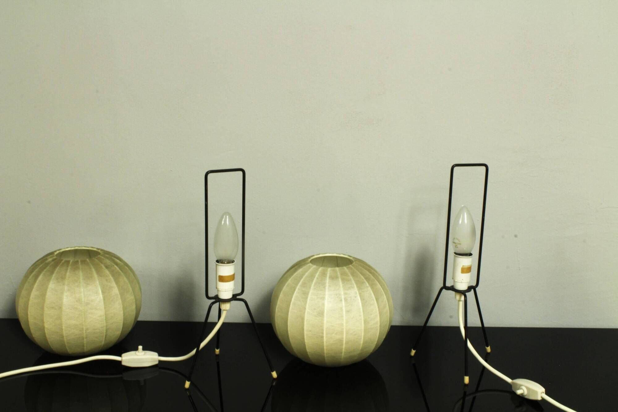 Pair of Cocoon Bedside Lamp by Friedel Wauer for Goldkant, 1960’s