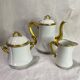 3-piece coffee service in Limoges porcelain – white and gilded