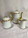 3-piece coffee service in Limoges porcelain – white and gilded