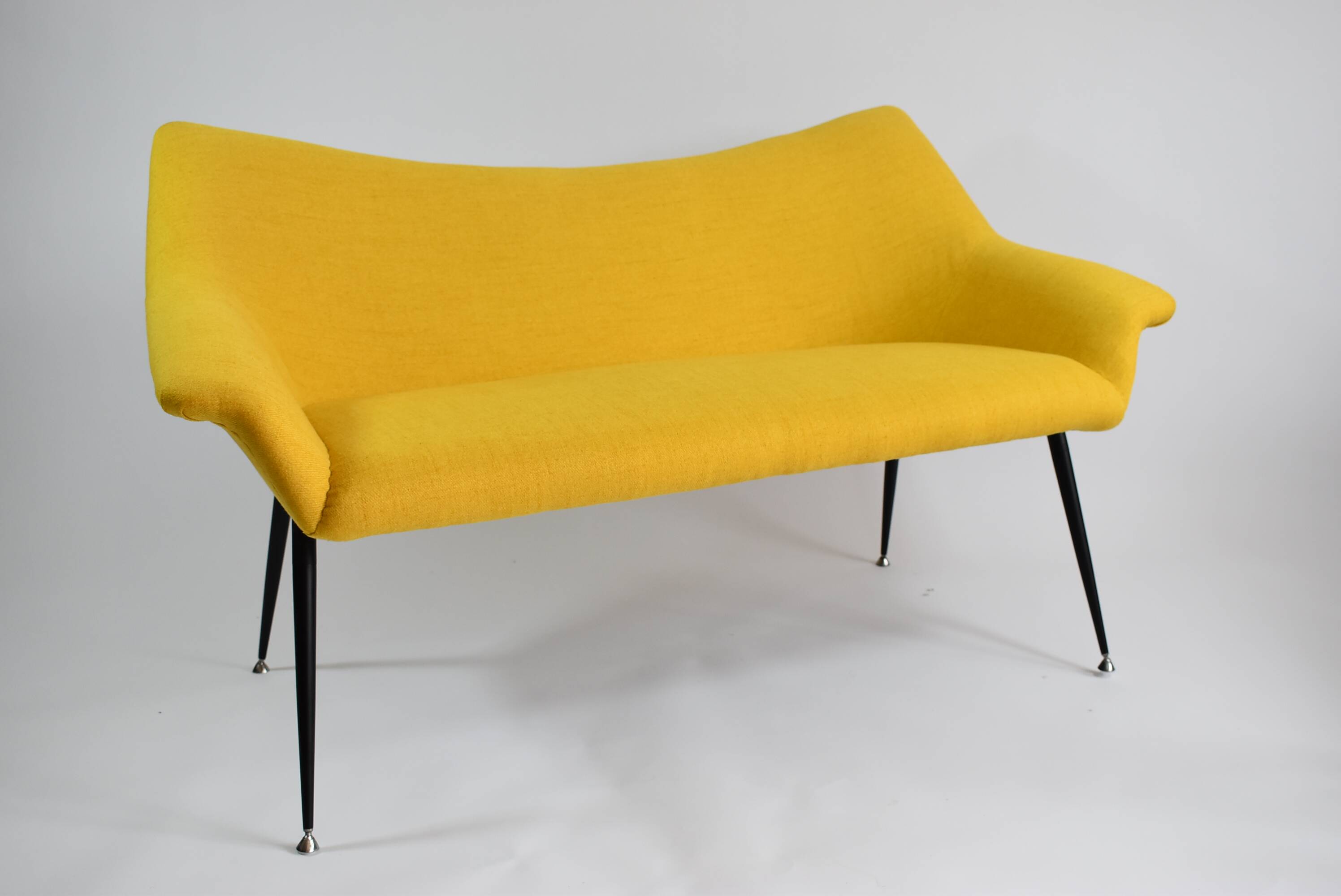 Two-seater vintage sofa, german democratic republic, 1960, yellow