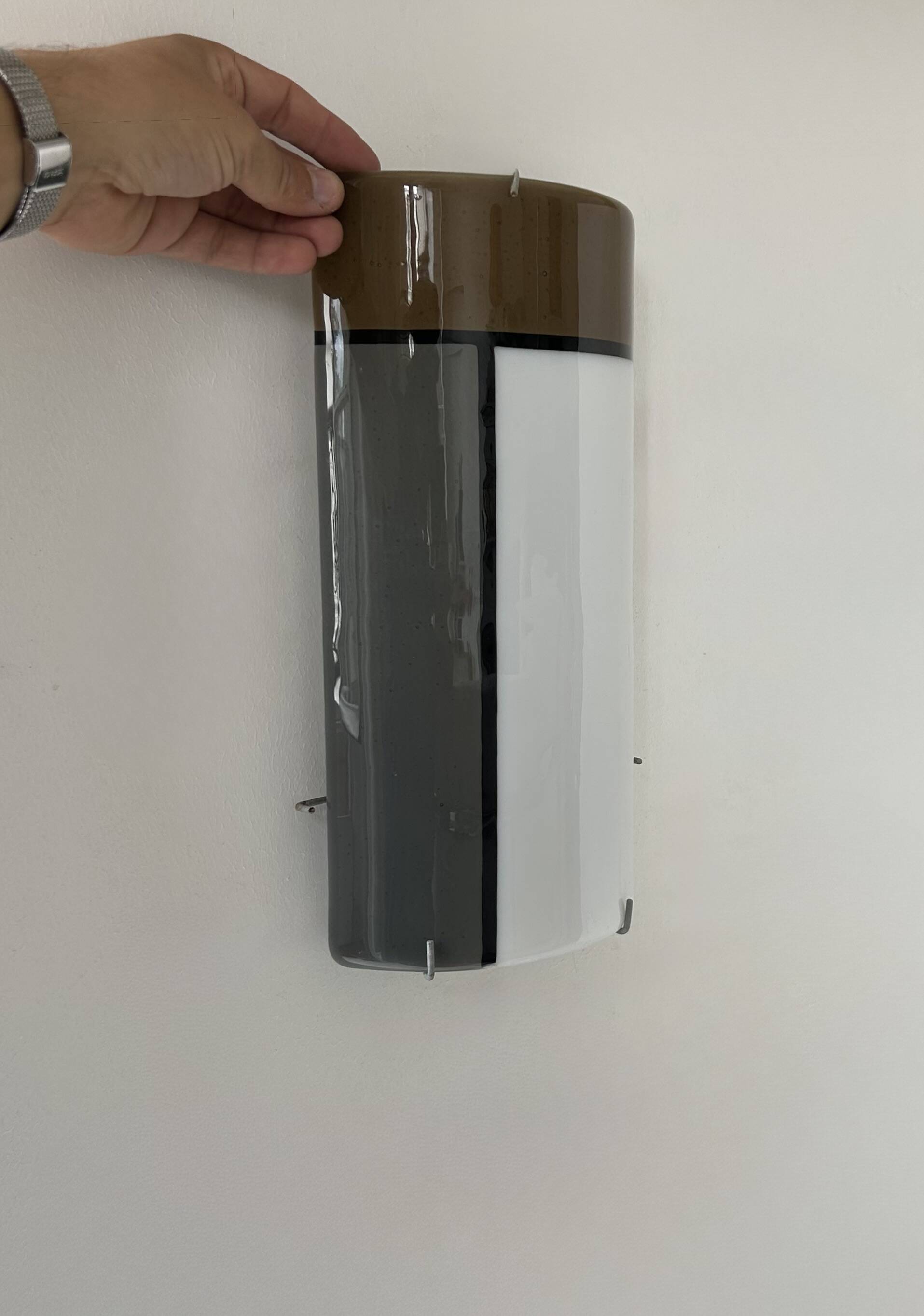 Vintage tempered glass wall lamp, Italy, 1980