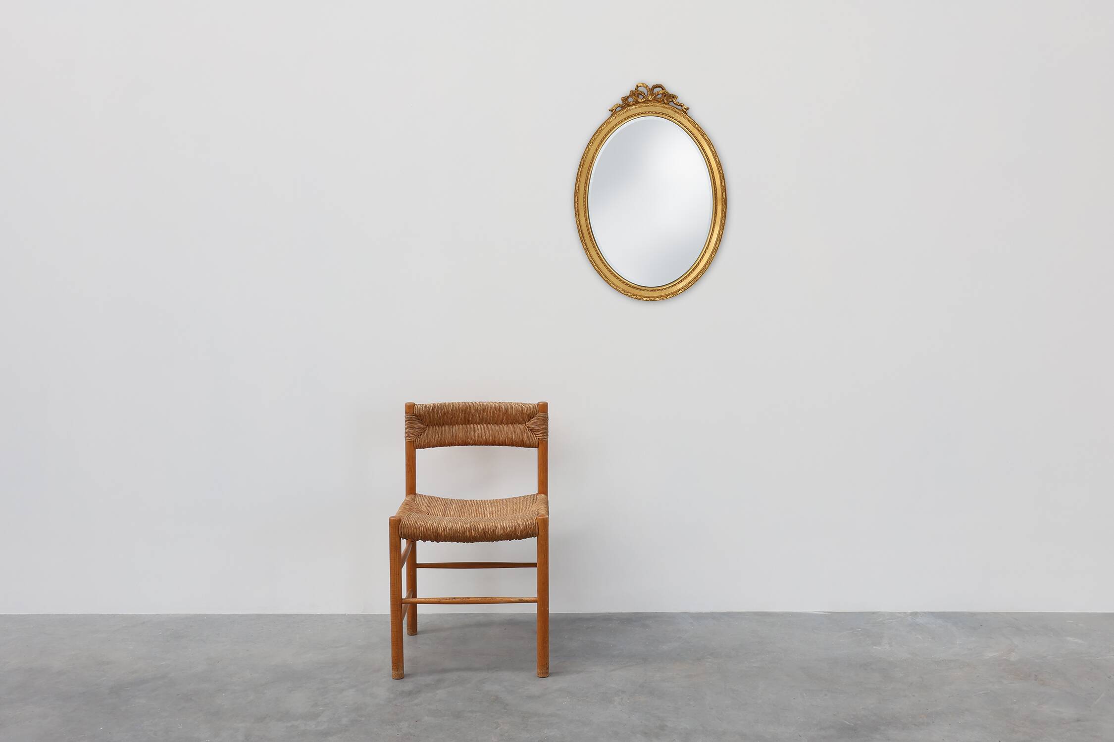 Oval shaped carved gilded Baroque mirror with beveled glass, Belgium