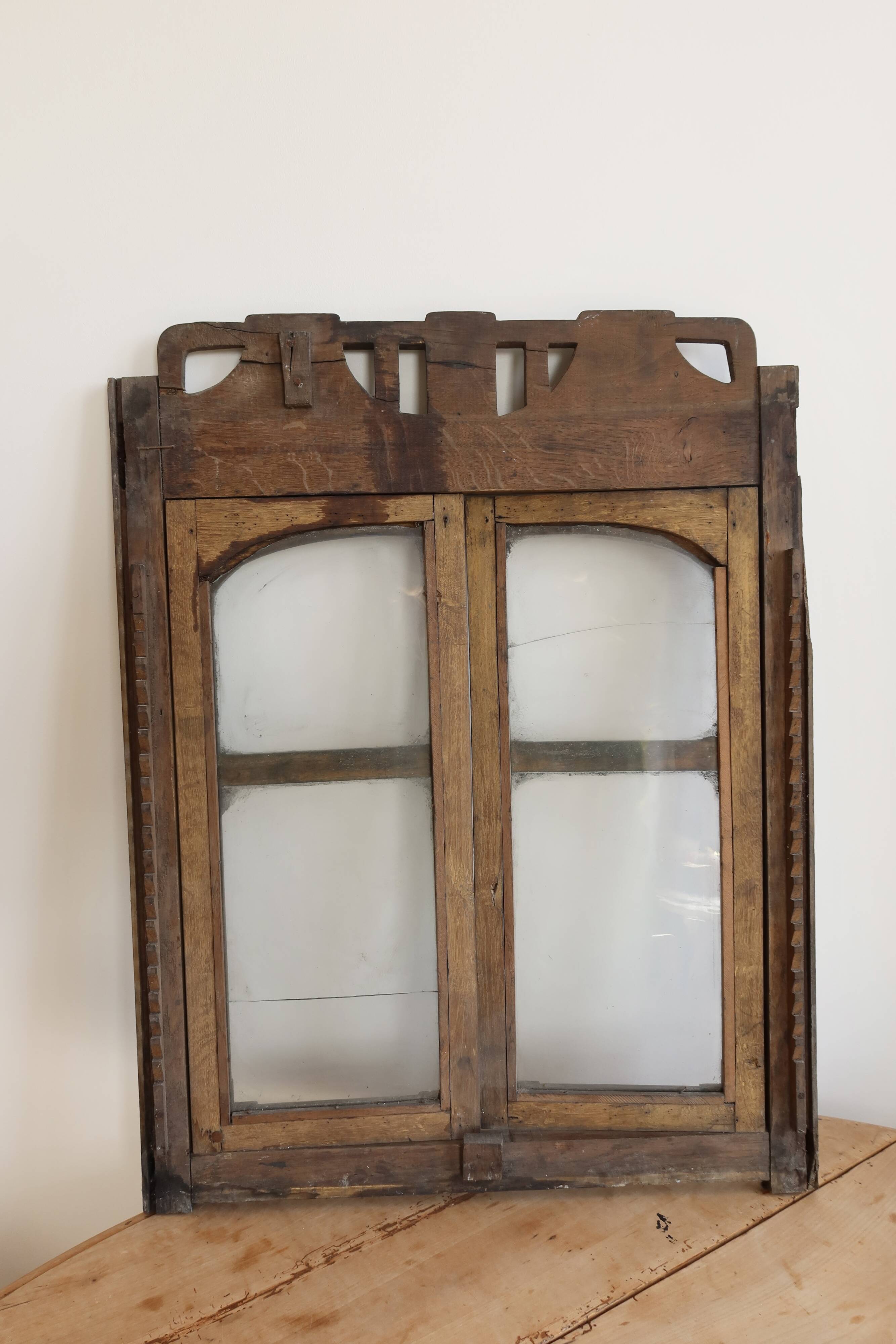 Old wooden double display window