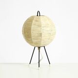 Beautiful mid-century modern tripod raffia table lamp