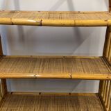 Boho chic arched bamboo shelves 1970s MCM Italian Dal Vera freestanding bookcase