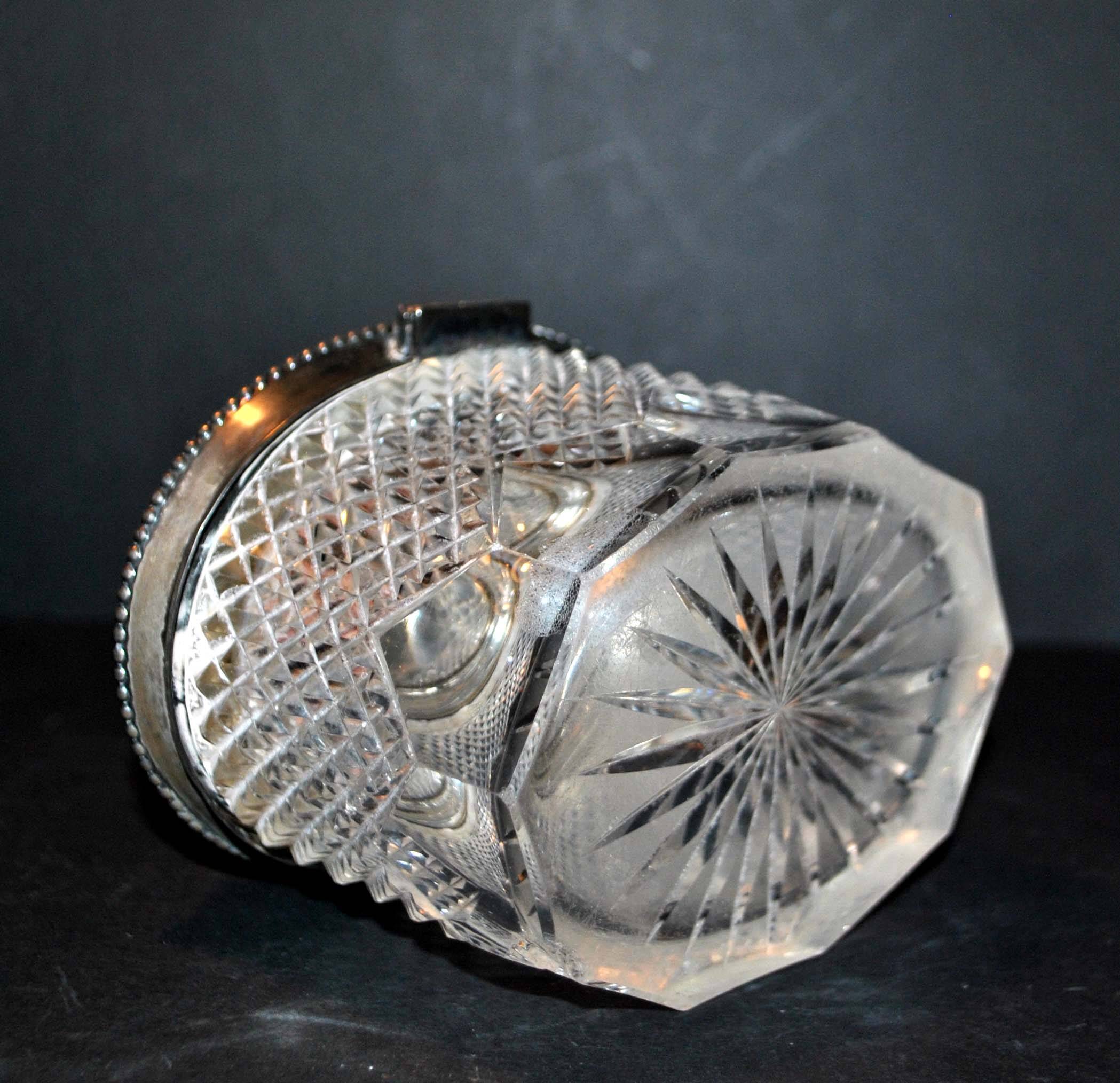 Old box in silver and cut crystal germany hallmark 833