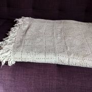 Dessus de lit en coton blanc , Ancien jeté de lit en crochet , couvre lit coton blanc