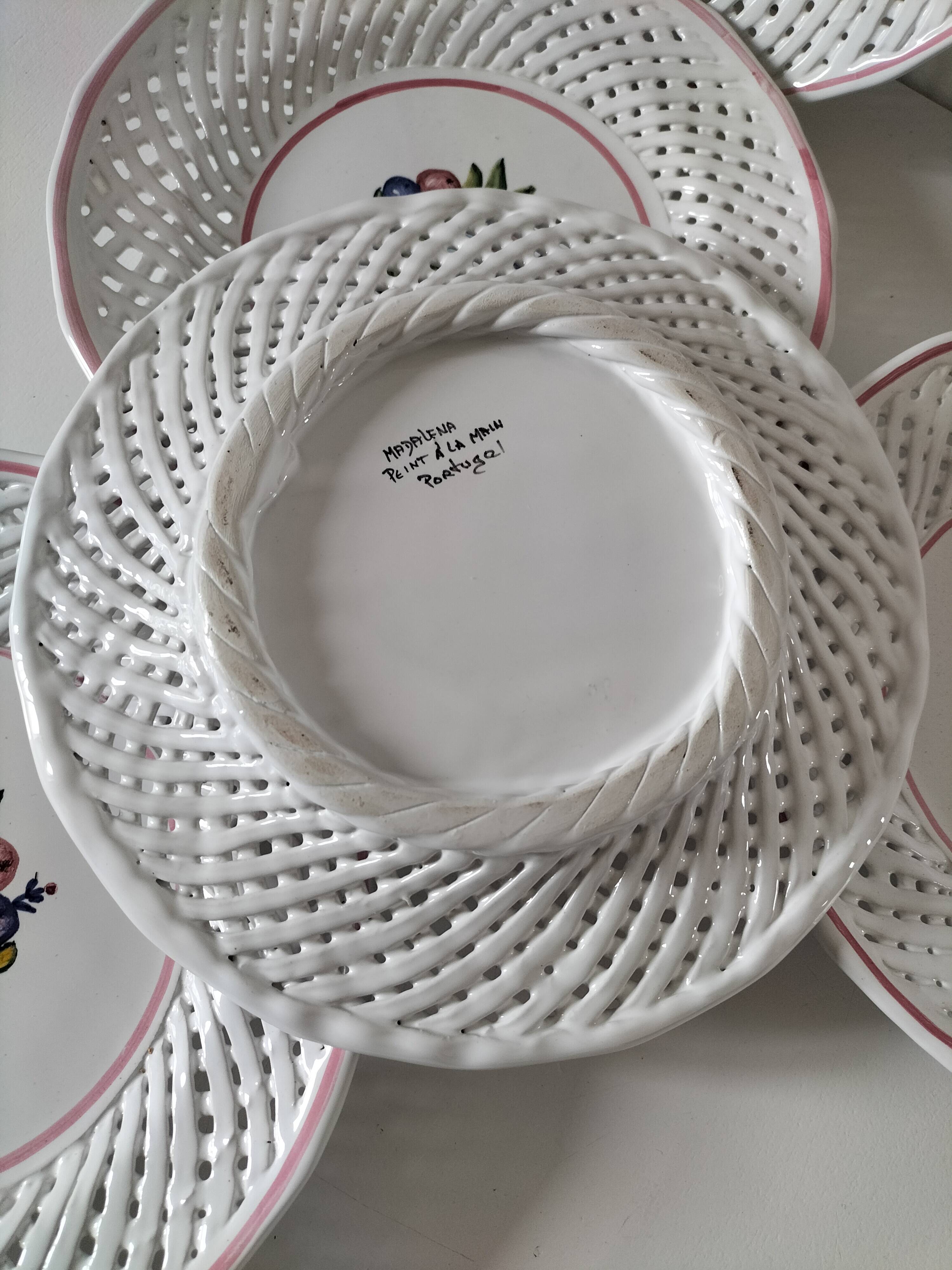 6 pierced dessert plates Portugal