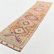3x12 Vintage Red Orange Turkish Runner Rug, Handmade Wool Carpet, 86x352Cm