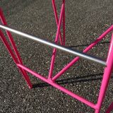 Pair of stools high bar stools metal and pink leather