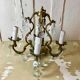 Cage chandelier 4 burners solid bronze and crystal pendants